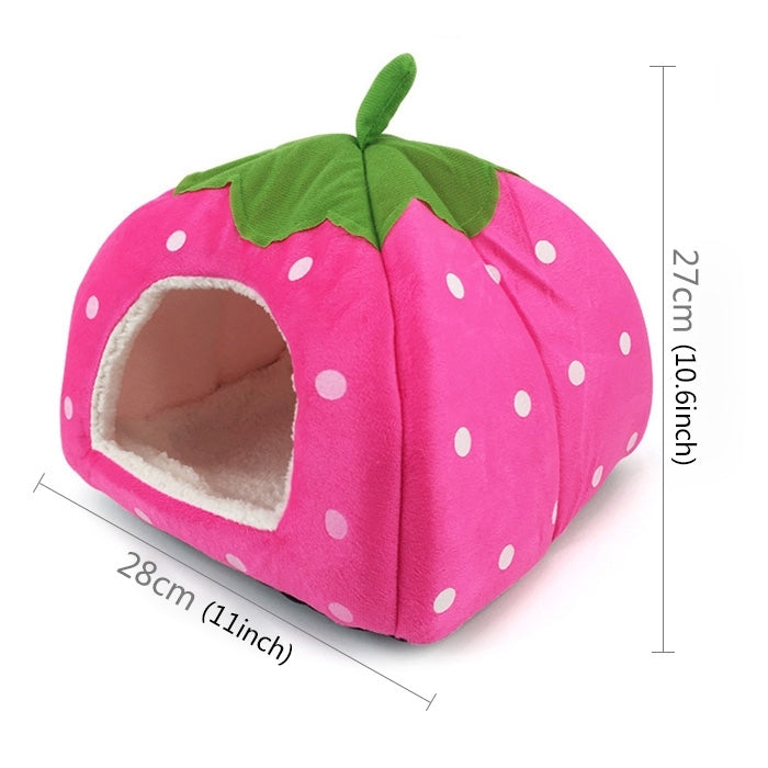Strawberry Shaped Foldable Short Plush Pet House Nest, Size: S, Purple, Size S, Red, Size S, Pink, Size S, Blue, Size S