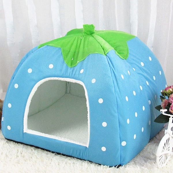 Strawberry Shaped Foldable Short Plush Pet House Nest, Size: S, Purple, Size S, Red, Size S, Pink, Size S, Blue, Size S