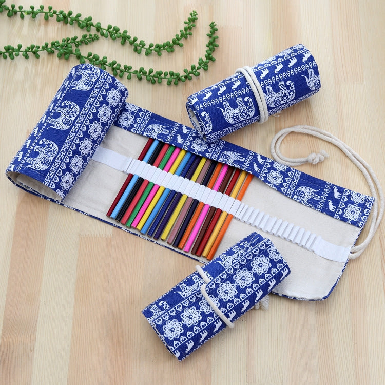 72 Slots Cosmic Galaxy Print Pen Bag Canvas Pencil Wrap Curtain Roll Up Pencil Case Stationery Pouch, 72 Slots