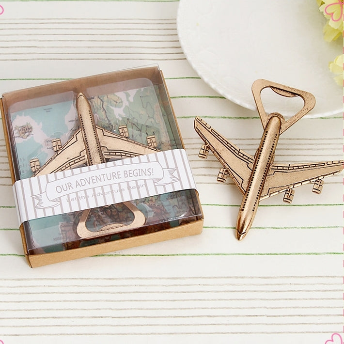 2 PCS Alloy Plane Design Beer Bottle Opener Best Wedding Gift and Party Favors, Plane model