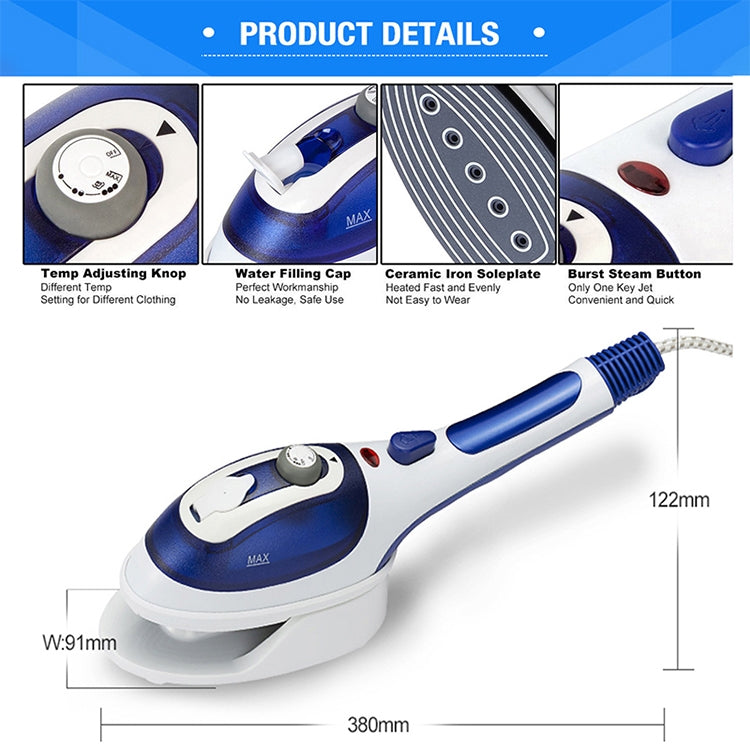 Multifunction Household Handheld Steamer Travel Portable Hand - Held Steam Hanging Hot Machine Ceramic Bottom with Flannelette Brush & Hair Brush & Measuring Cup,US Plug, US Plug Purple