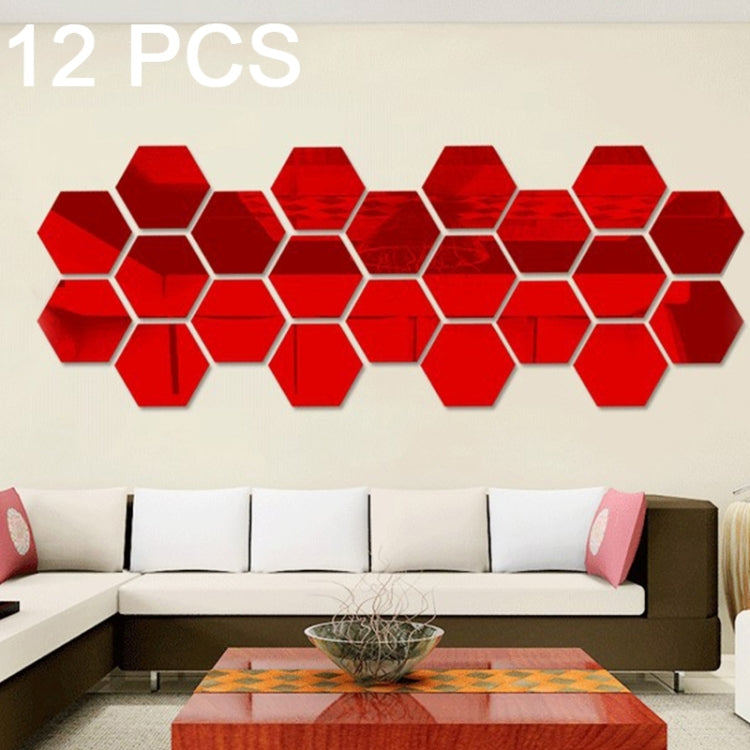 12 PCS 3D Hexagonal Mirror Wall Stickers Set, Size: 10*10cm, Size: 10*10cm (Black), Size: 10*10cm (Gold), Size: 10*10cm (Blue), Size: 10*10cm (Red), Size: 10*10cm (Silver)
