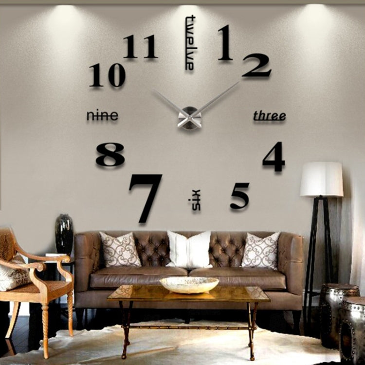 Creative 3D Mirror DIY Wall Sticker Clock, Size: 120*120cm, Size: 120*120cm(Yellow), Size: 120*120cm(Black), Size: 120*120cm(White)