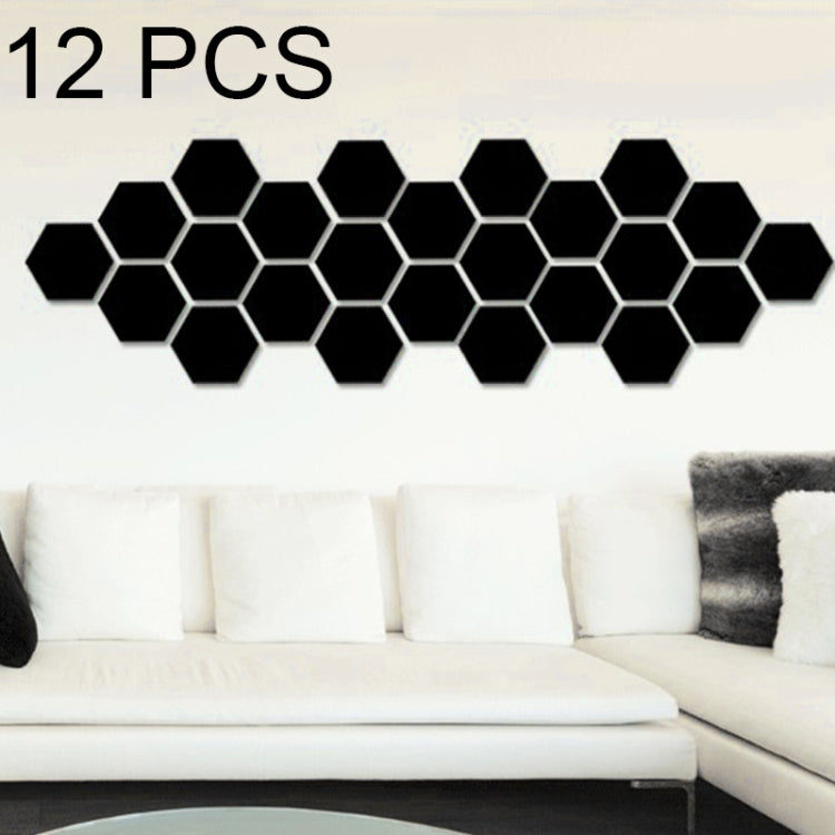 12 PCS 3D Hexagonal Mirror Wall Stickers Set, Size: 4*4cm, Size: 4*4cm (Black), Size: 4*4cm (Gold), Size: 4*4cm (Silver)