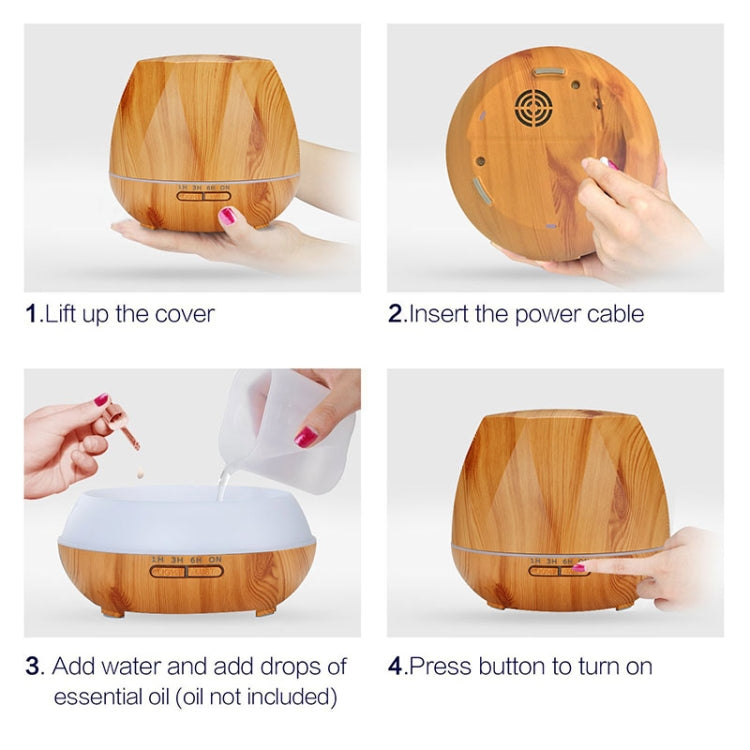 Peach Shape Wood Grain Remote Control Ultrasonic Humidifier Aromatherapy Machine Automatic Alcohol Sprayer with LED Lights, Capacity: 400mL, AU Plug (Light Wood Color), Diamond Light Wood Color, Peach Shape Dark Wood Color, Peach Shape Light Wood Color...