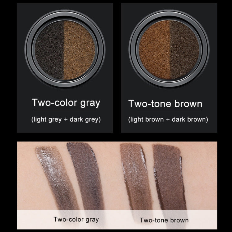 GECOMO Double Color Air Cushion Eyebrow Makeup Dye Palette With Eyebrow Brush(Grey)