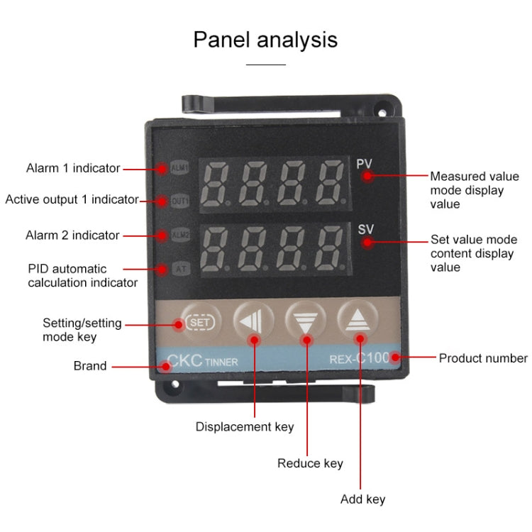 REX-C100 Thermostat + Thermocouple + SSR-100 DA Solid State Module Intelligent Temperature Control Kit, 100DA