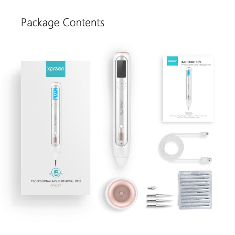 XPREEN XPRE051 Professional Wireless Rechargeable Mole Freckle Dark Spots Tattoo Wart Removal Pen Skin Tag Spot Eraser Pro Beauty Sweep Spot Pen Kit With LED Screen & Spotlight(White)