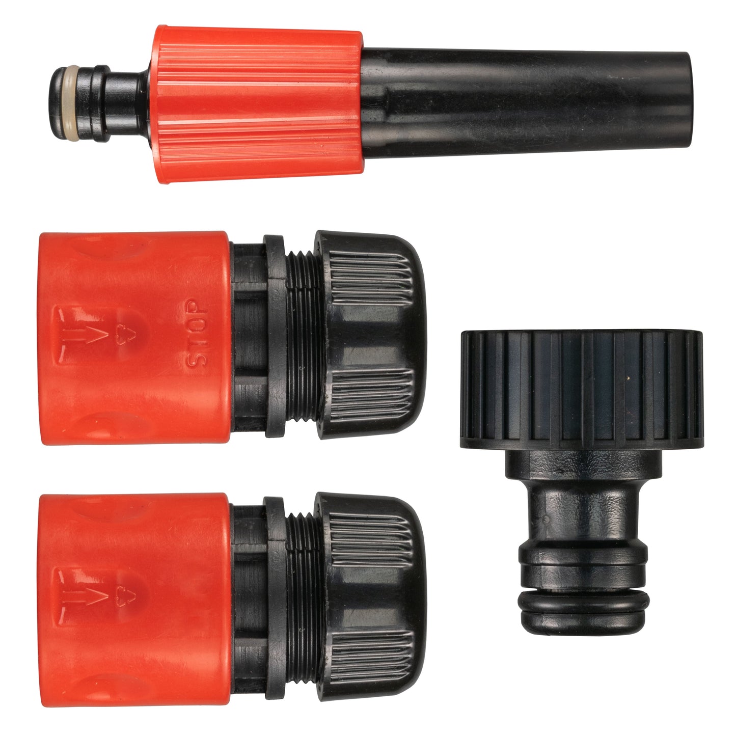 Hose Connectors Set With Nozzle Red Black Outdoor Watering Kit Hose Pipe Fitting