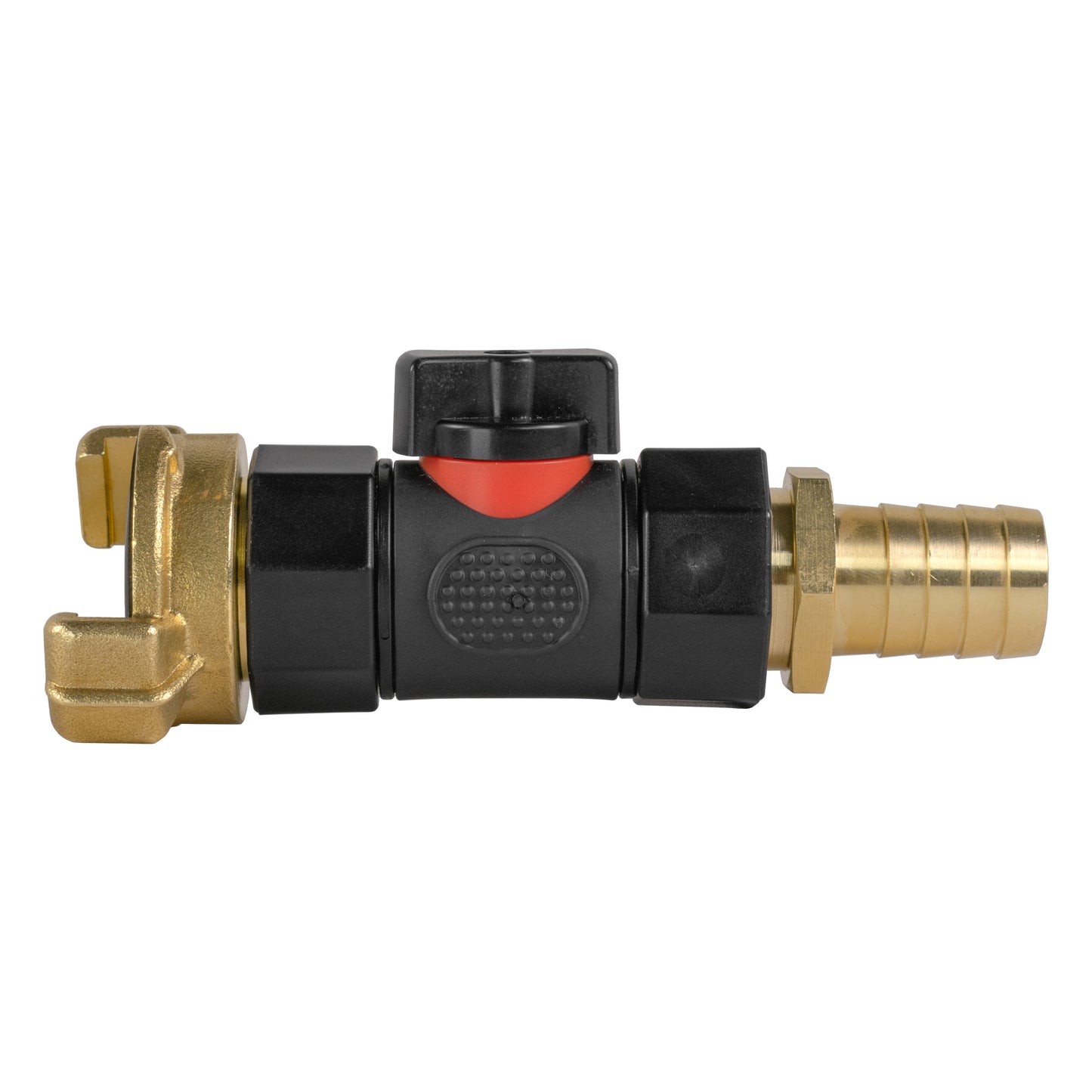 Geka Type Connector with In-Line BSPF Valve and 19mm Brass Barb Garden Hose Pipe