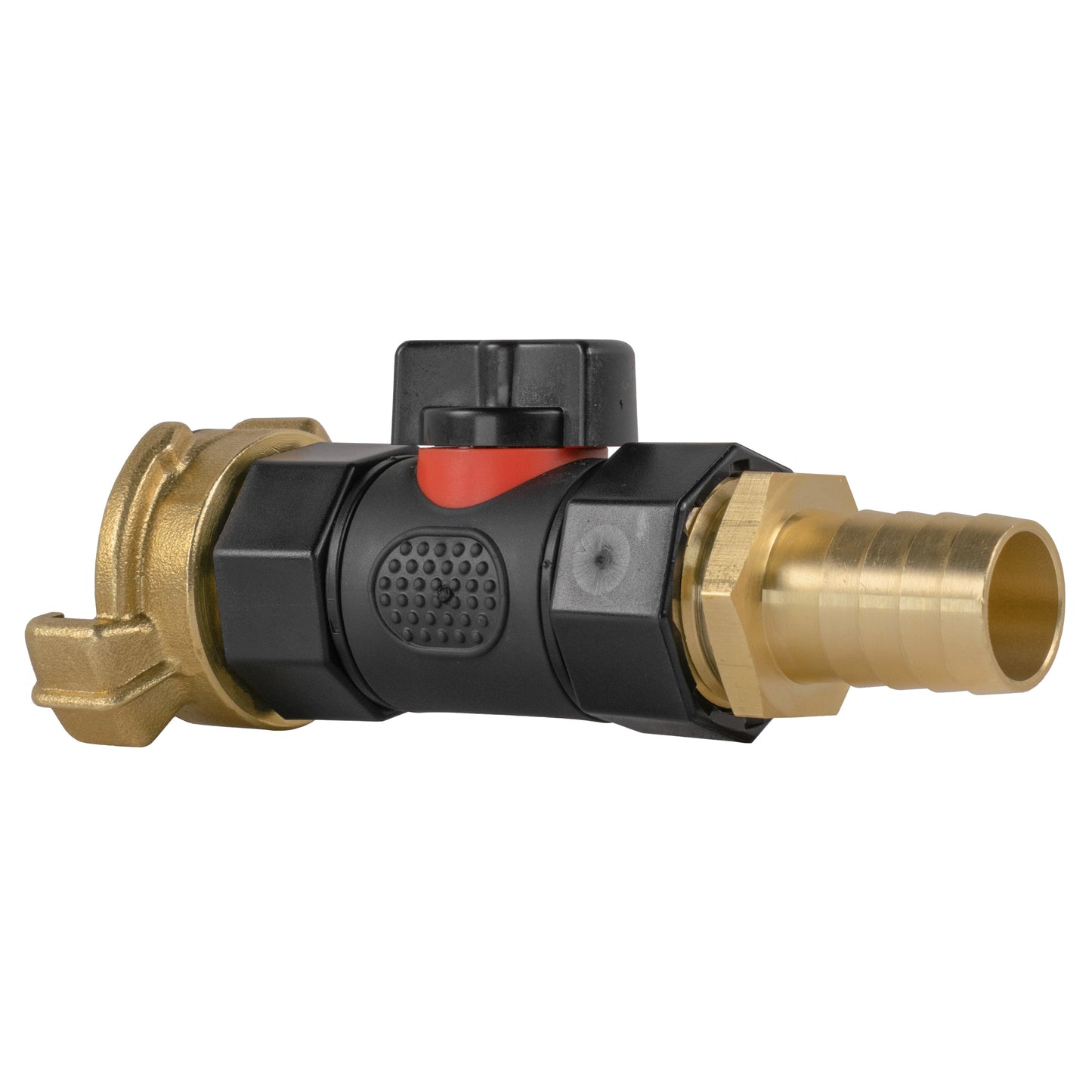 Geka Type Connector with In-Line BSPF Valve and 19mm Brass Barb Garden Hose Pipe