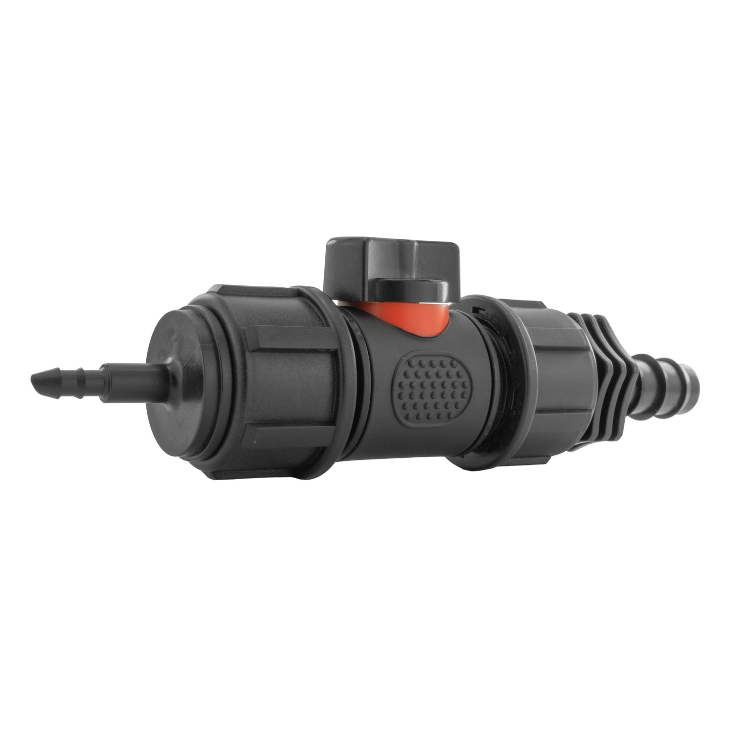 4mm Barb Micro Connector with In-Line BSPM Valve and 16mm Barbed Straight