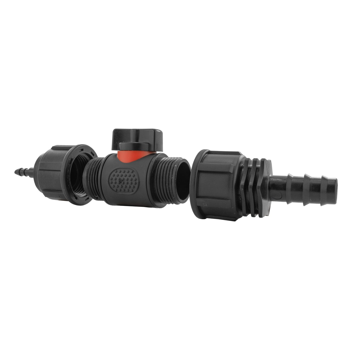 4mm Barb Micro Connector with In-Line BSPM Valve and 16mm Barbed Straight