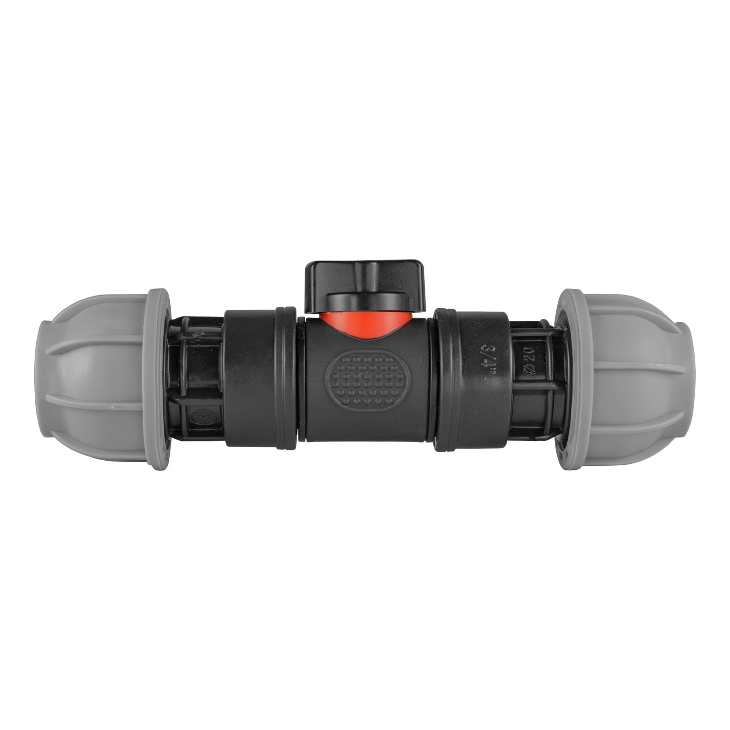 In-Line BSPM Valve with 2 x 20mm MDPE Straight Connectors for BSP Thread Fitting
