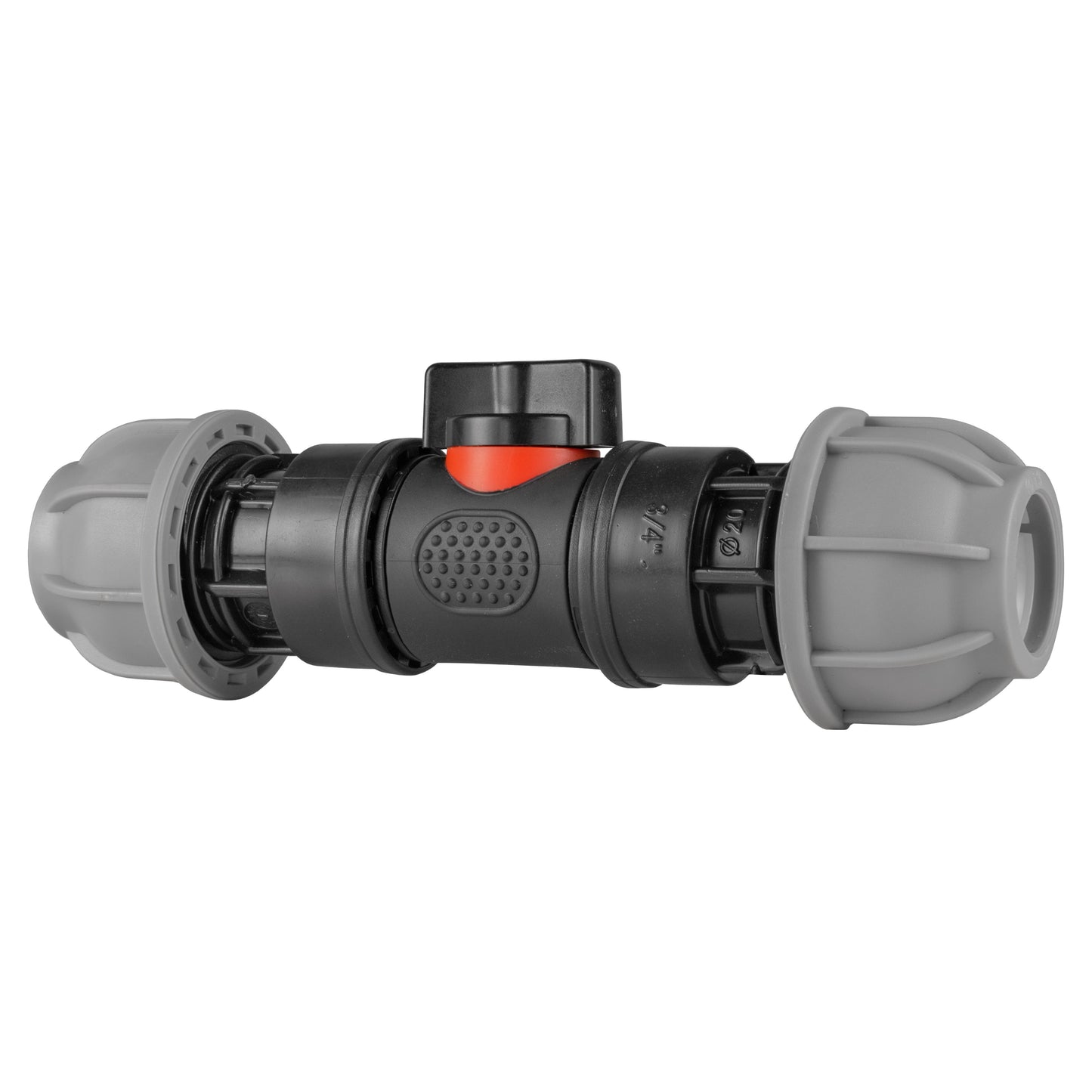 In-Line BSPM Valve with 2 x 20mm MDPE Straight Connectors for BSP Thread Fitting