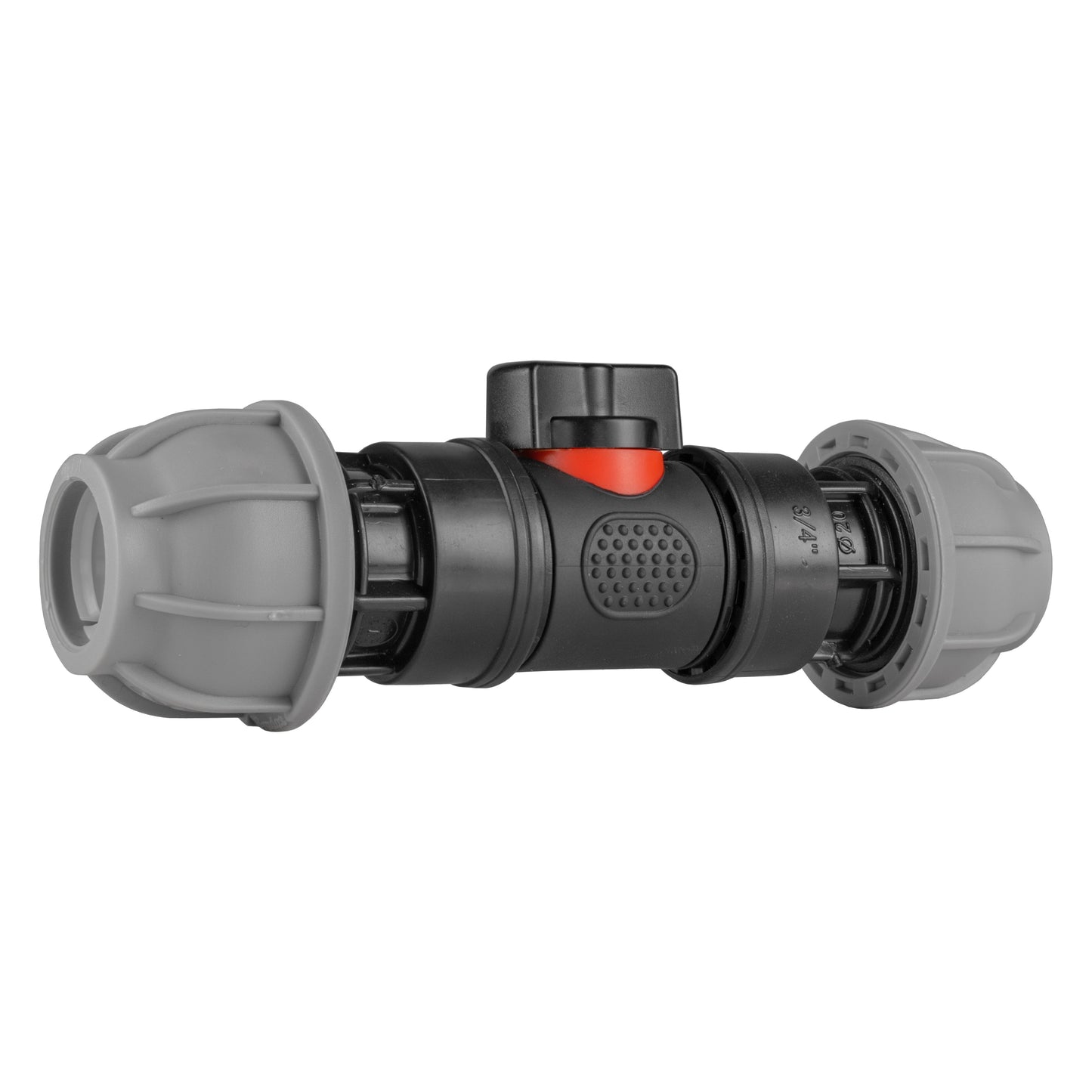 In-Line BSPM Valve with 2 x 20mm MDPE Straight Connectors for BSP Thread Fitting