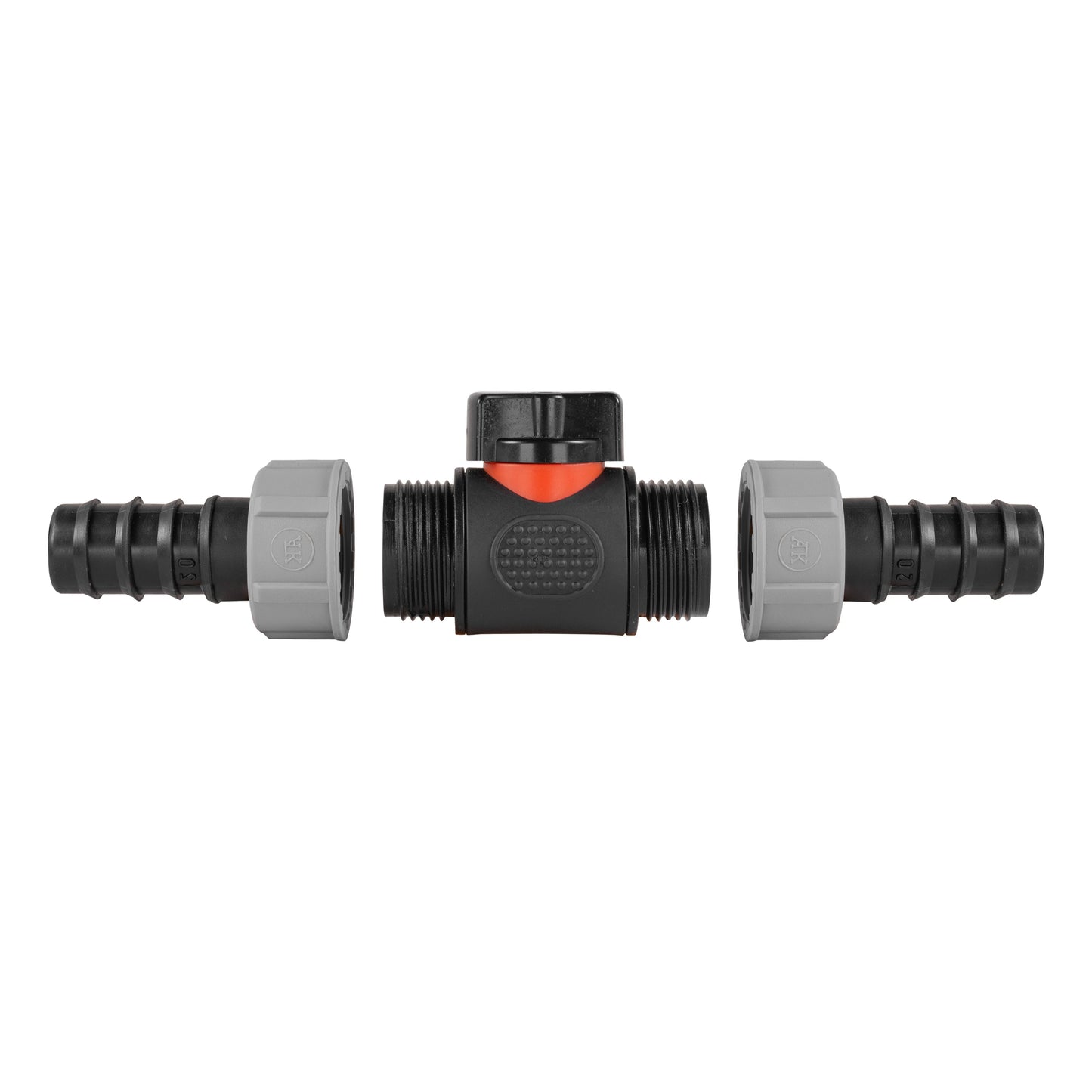 In-Line BSPM Valve with 2 x 20mm Barbed Straight Connectors Outdoor Watering Kit