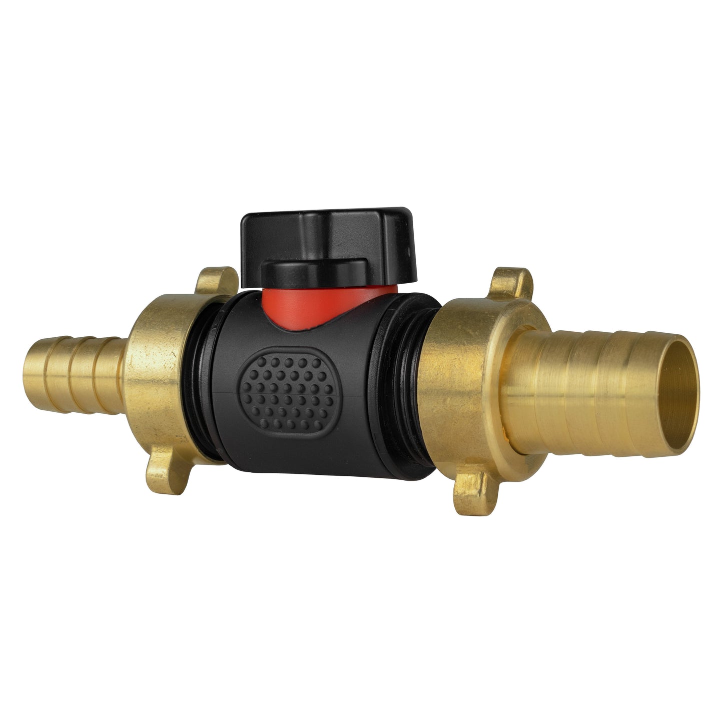 13mm Brass Barb with In-Line BSPM Valve and 19mm Brass Barb