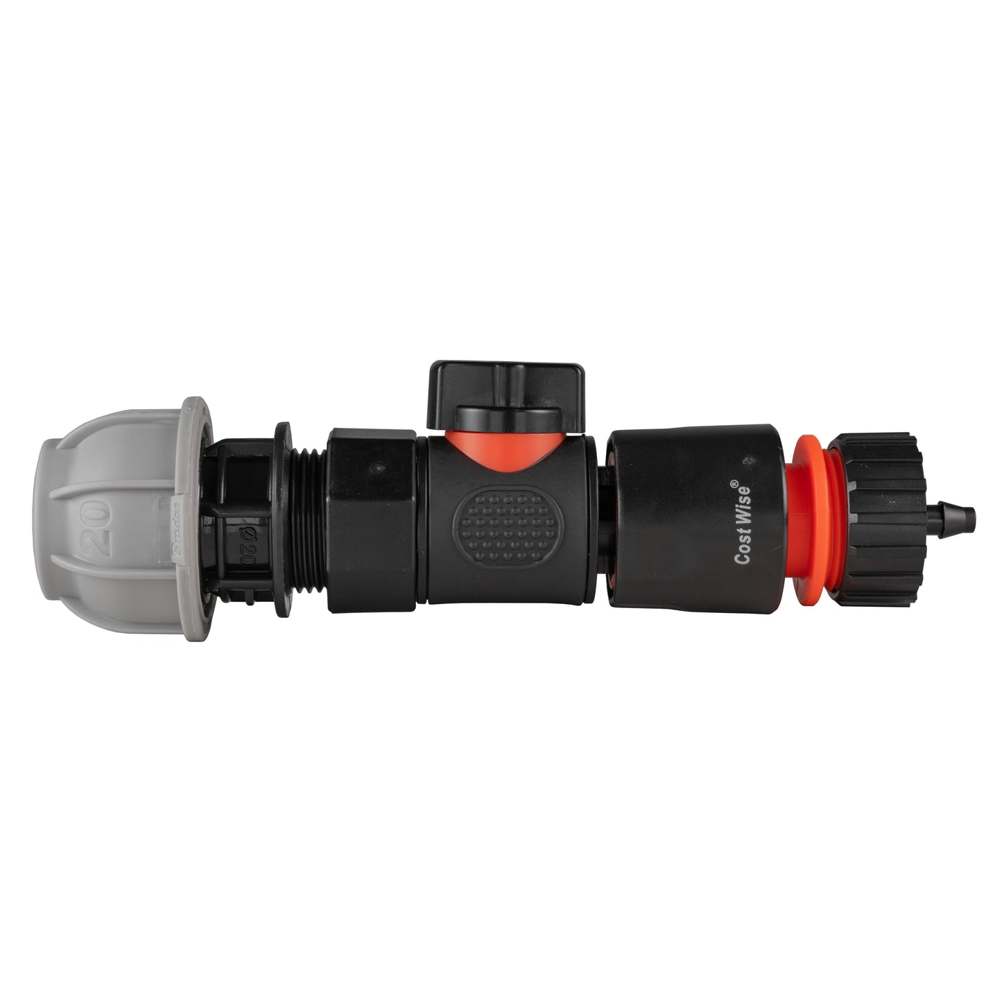 20mm MDPE Straight with BSPF-Quick Connect Valve and Hose Connector 4mm Barb