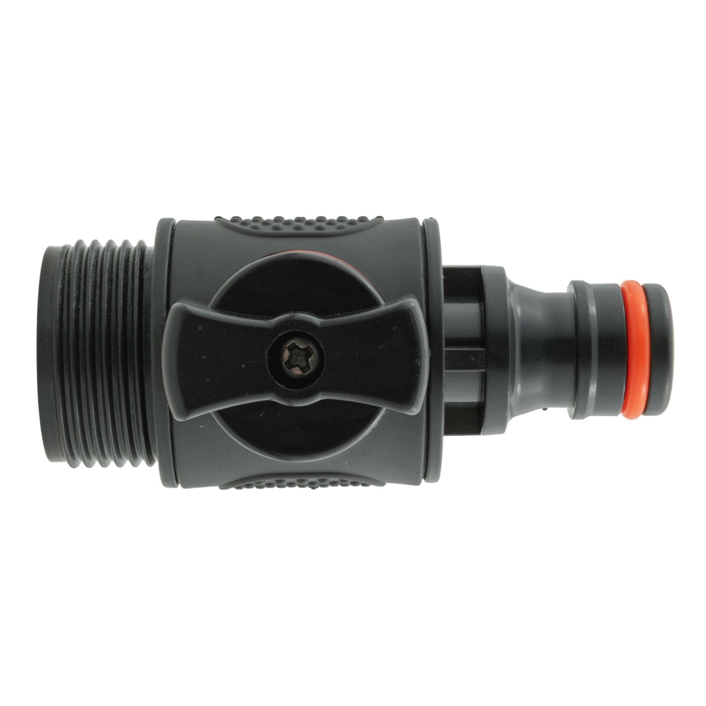In Line Soft Touch Valve 3/4in BSPM to Male Black for Drip Irrigation Fitting