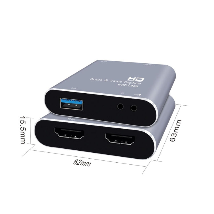 Z37 HDMI Female + Mic to HDMI Female + Audio + USB HD Video & Audio Capture Card with Loop