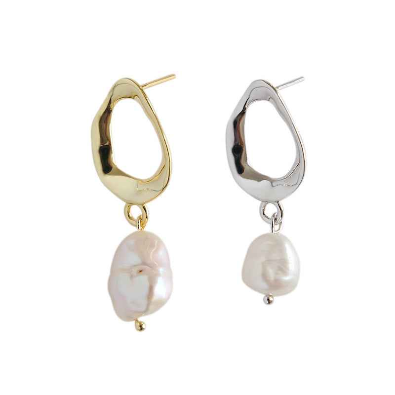 Office Unique Natural Pearl Dangling Earrings - Gold-Plated Silver Pearl Earrings for women - Perfect Pearl Earrings with Gift Wrapping Included