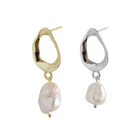 Office Unique Natural Pearl Dangling Earrings - Gold-Plated Silver Pearl Earrings for women - Perfect Pearl Earrings with Gift Wrapping Included