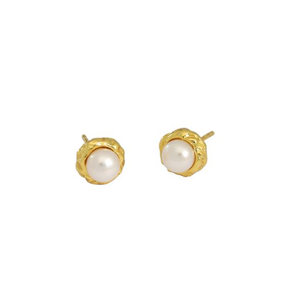 Fashion Irregular Freshwater Pearl Stud Earrings - Gold-Plated Silver Pearl Earrings for women - Perfect Pearl Earrings with Gift Wrapping Included