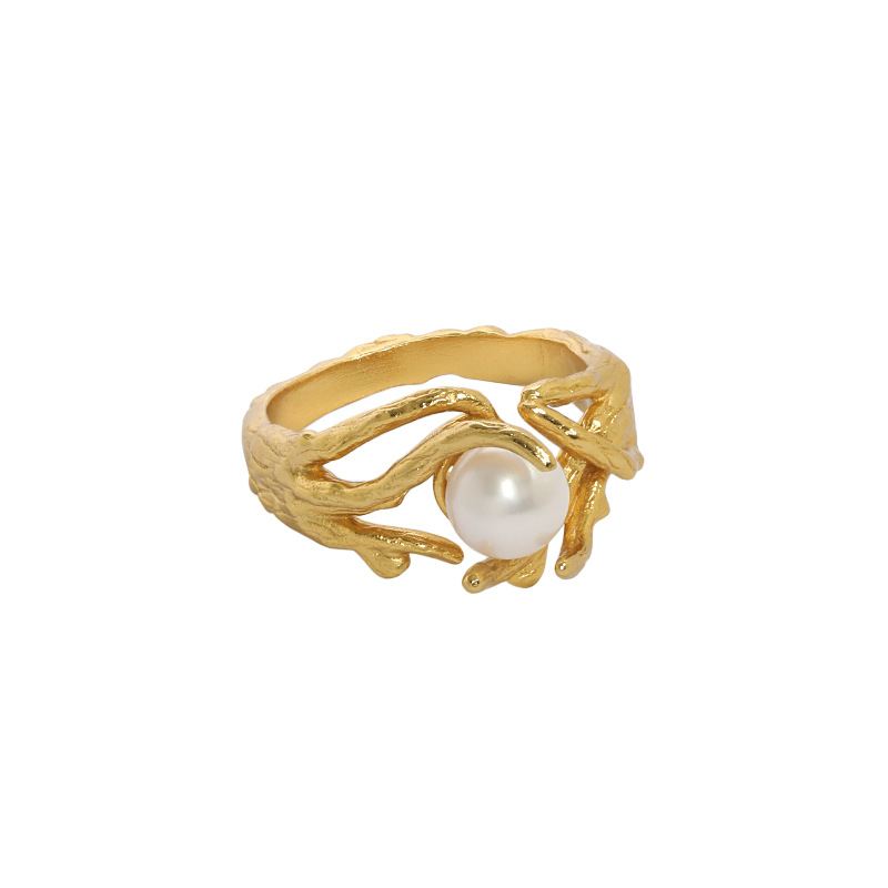 Elegant Natural Pearl Irregular Adjustable Ring - Gold-Plated Silver Pearl Rings for women - Perfect Pearl Rings with Gift Wrapping Included