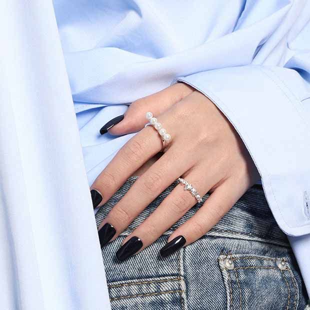 Party Shell Pearl Lines Adjustable Ring - Gold-Plated Silver Pearl Rings for women - Perfect Pearl Rings with Gift Wrapping Included