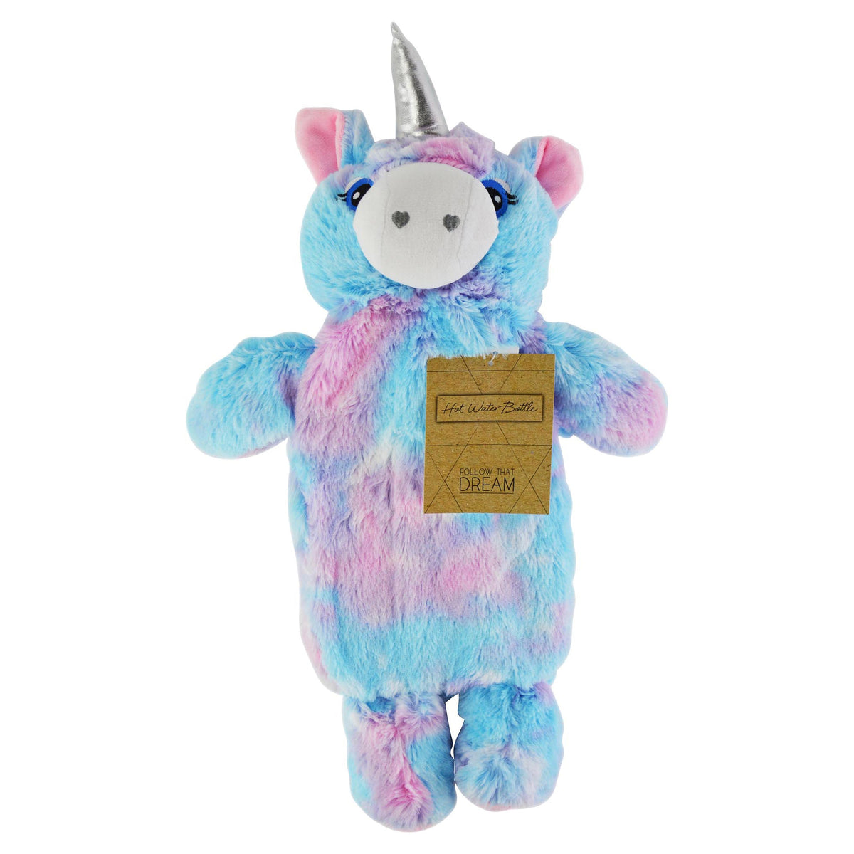 Rainbow Coloured Plush Unicorn Hot Water Bottle - 750ml