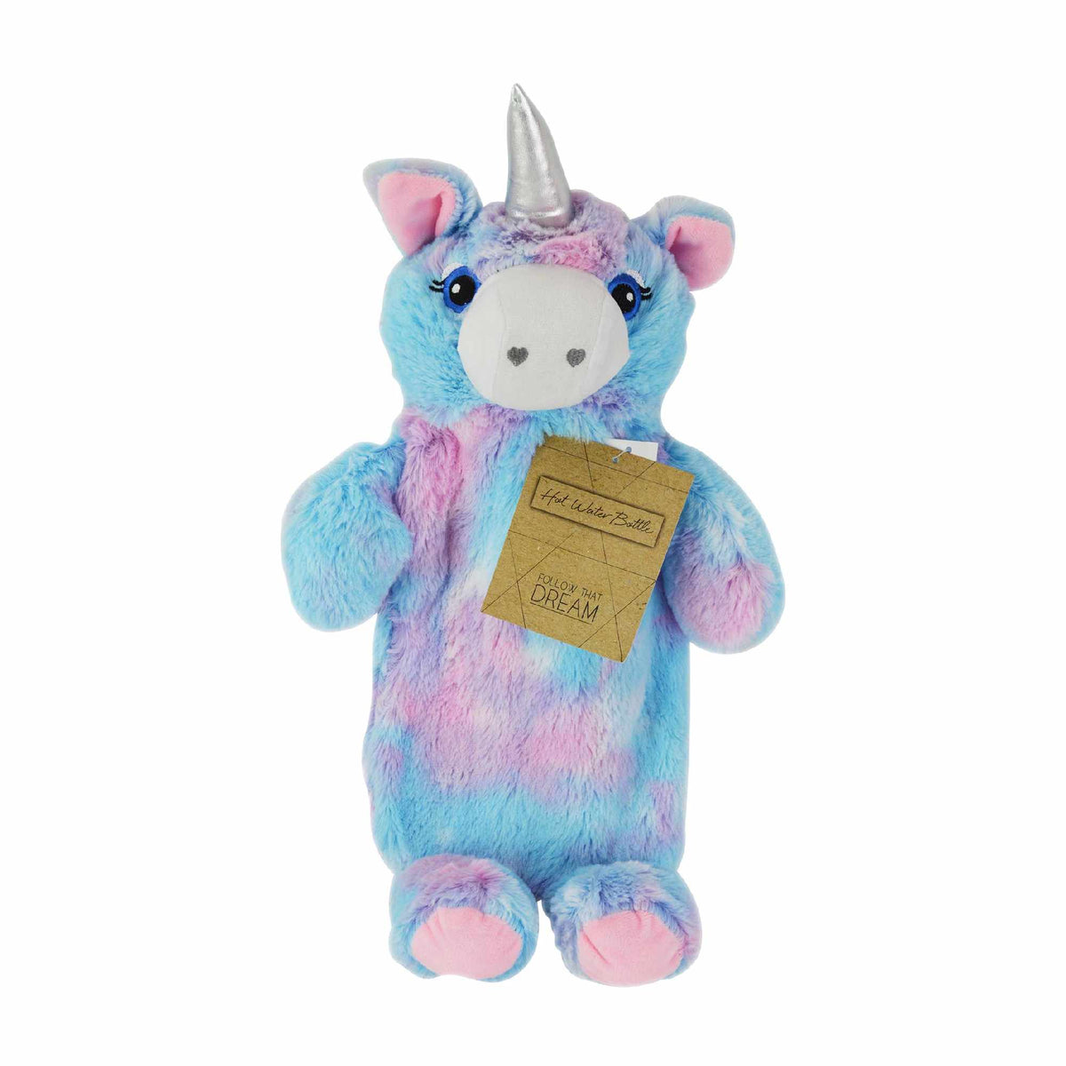 Rainbow Coloured Plush Unicorn Hot Water Bottle - 750ml