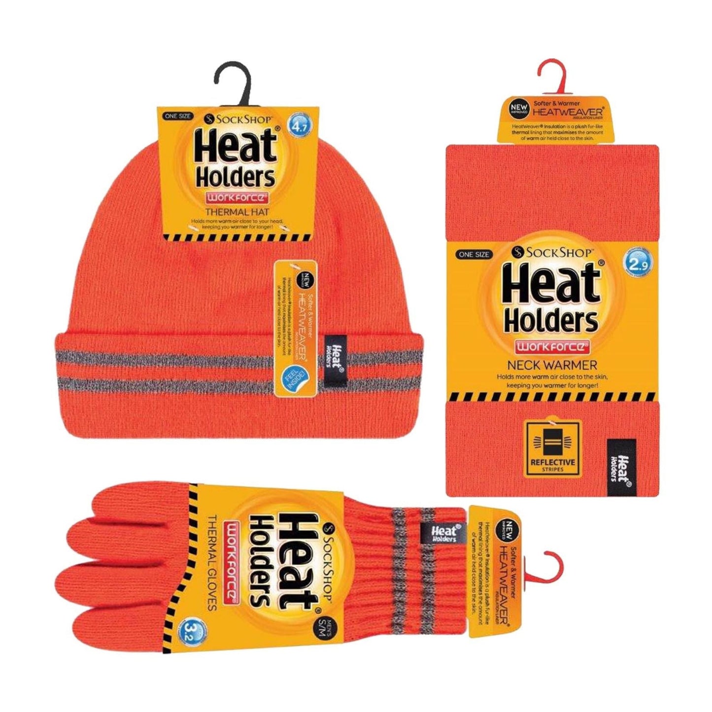 Mens Reflective Cold Weather Workwear Set: Hat, Neck Warmer & Gloves