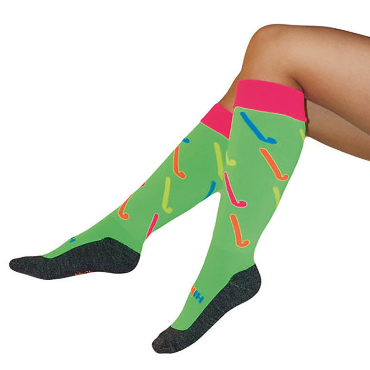 1 Pack Adults & Kids Knee High Hockey Socks with Hockey Stick Designs