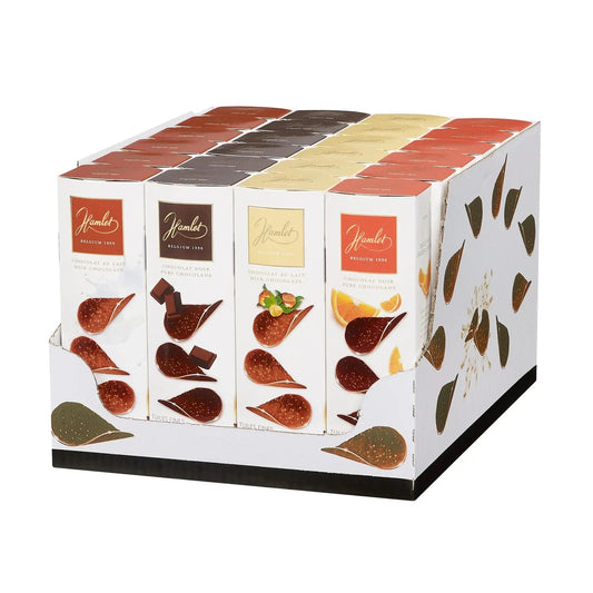 Hamlet display of chocolate thins - milk, dark, milk nut, dark orange