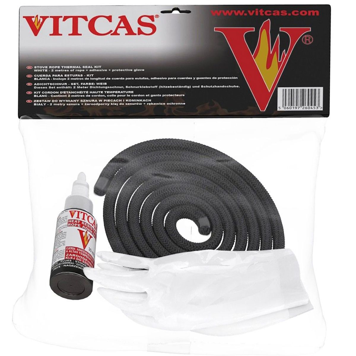 Vitcas Stove Rope Seal Kit 10mm Black HS-810