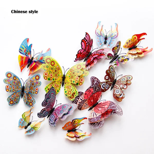 12Pcs Double Layer 3D Butterfly Wall Stickers