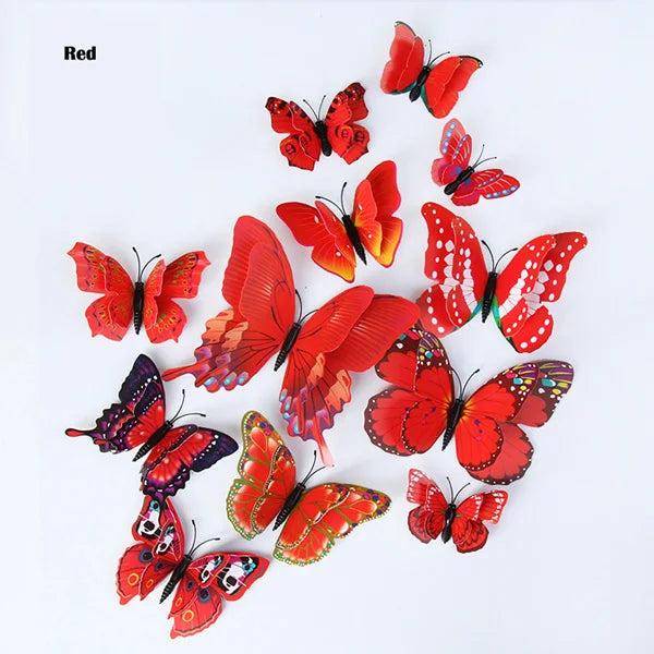 12Pcs Double Layer 3D Butterfly Wall Stickers