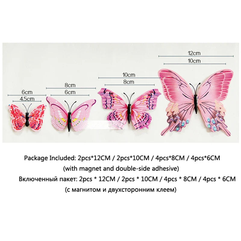 12Pcs Double Layer 3D Butterfly Wall Stickers
