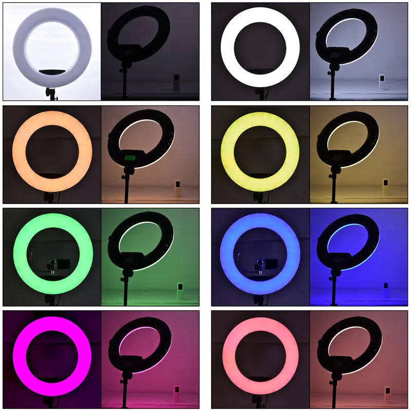 Yidoblo FC-480 RGB APP Control Ring Light LED Video Light Beauty nail skin Photography Movie Studio Ring lamp +tripod + bag