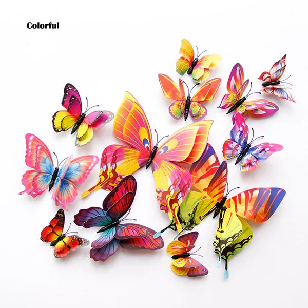 12Pcs Double Layer 3D Butterfly Wall Stickers