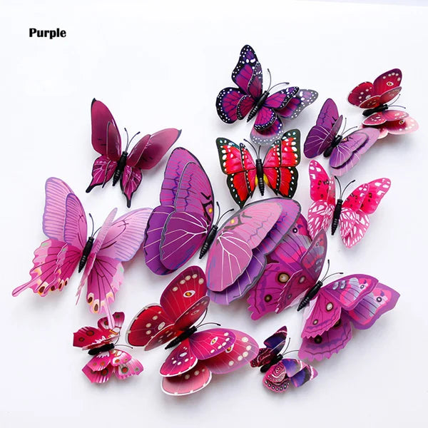 12Pcs Double Layer 3D Butterfly Wall Stickers