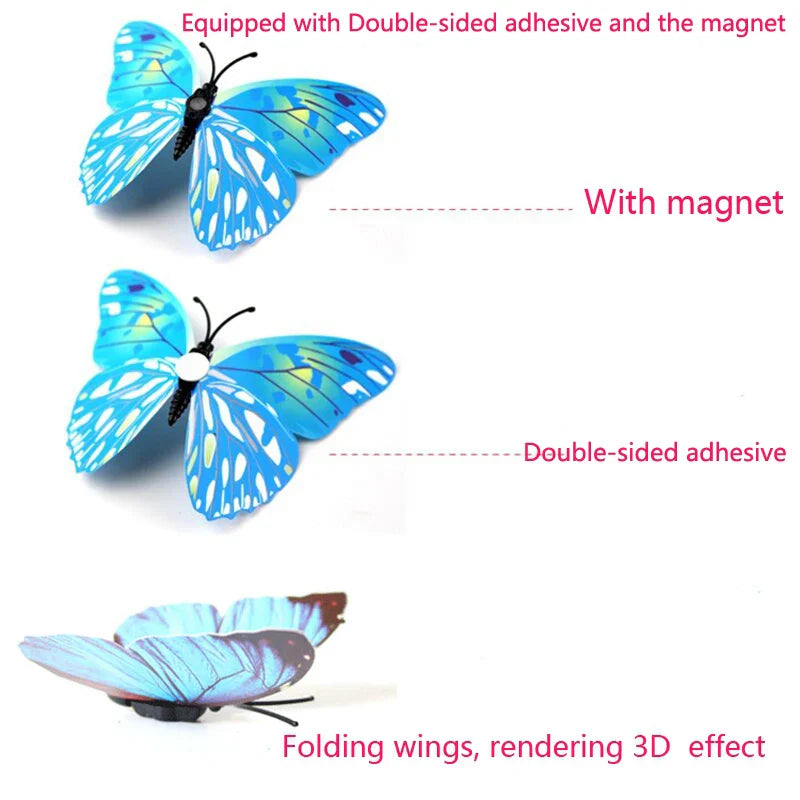 12Pcs Double Layer 3D Butterfly Wall Stickers