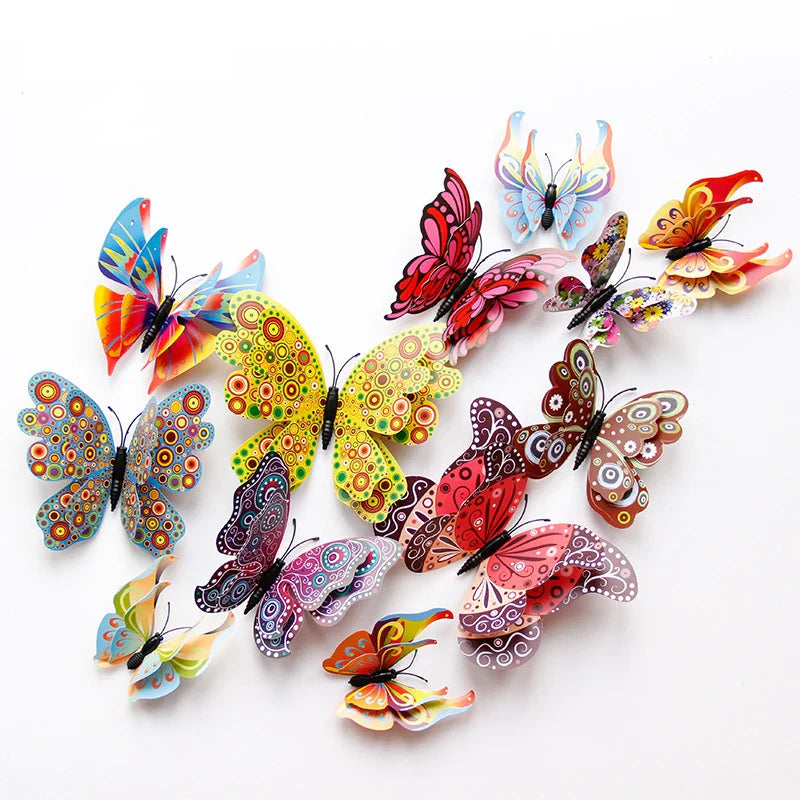 12Pcs Double Layer 3D Butterfly Wall Stickers