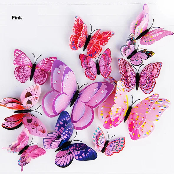12Pcs Double Layer 3D Butterfly Wall Stickers