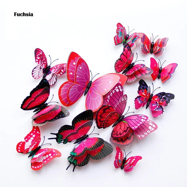 12Pcs Double Layer 3D Butterfly Wall Stickers