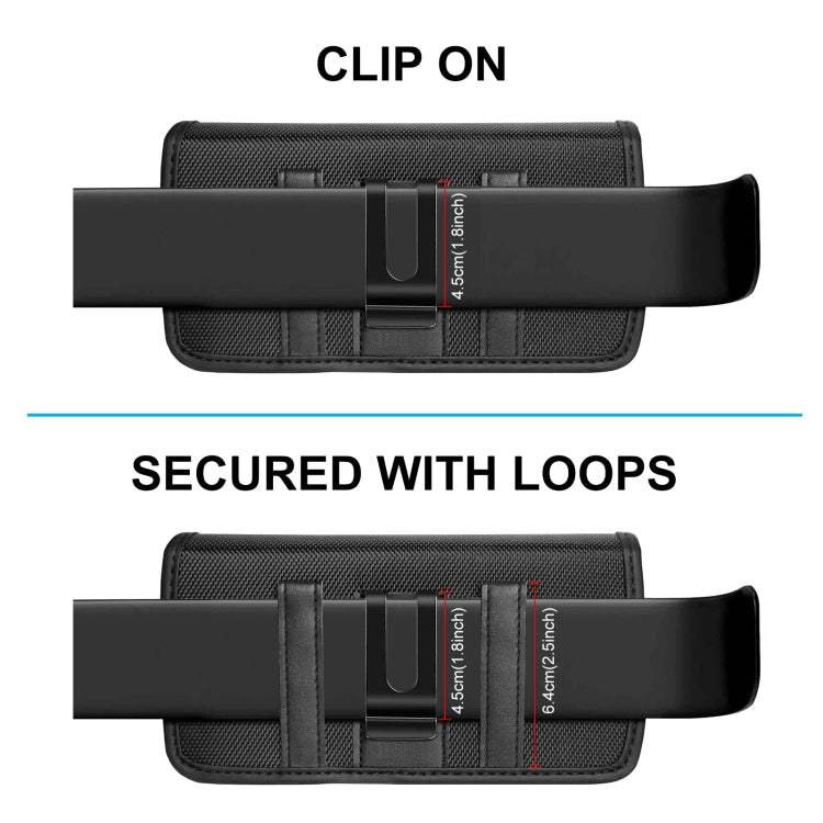HAWEEL 6.1-6.8 inch Nylon Cloth Phone Belt Clip Horizontal Carrying Pouch with Card Slot (Black)