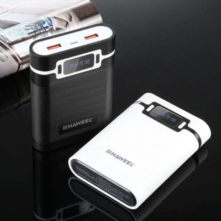 HAWEEL 4x18650 DIY 10000mAh Power Bank Shell with Dual USB & Display (Black)
