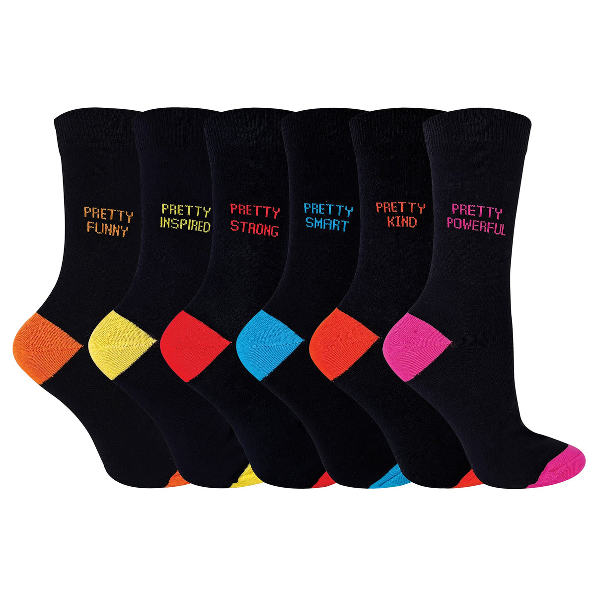 Pretty Motif Socks for Women in 6 Pack | Black Novelty Socks