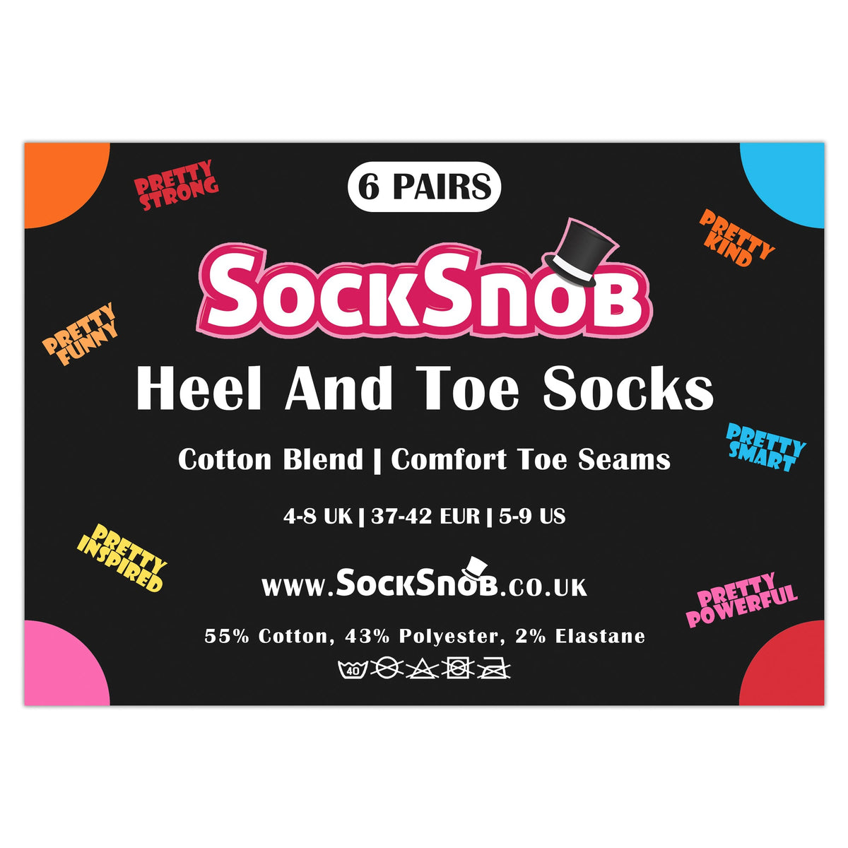 Pretty Motif Socks for Women in 6 Pack | Black Novelty Socks